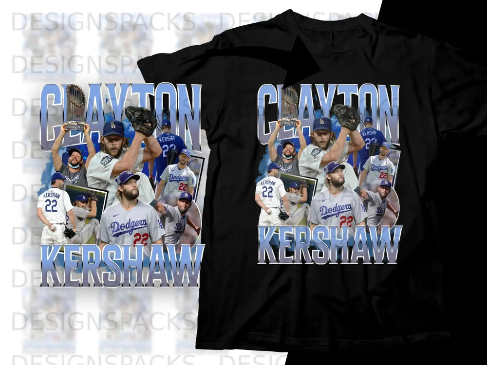 Collage of Clayton Kershaw in Dodgers uniform, with "KERSHAW 22" text.