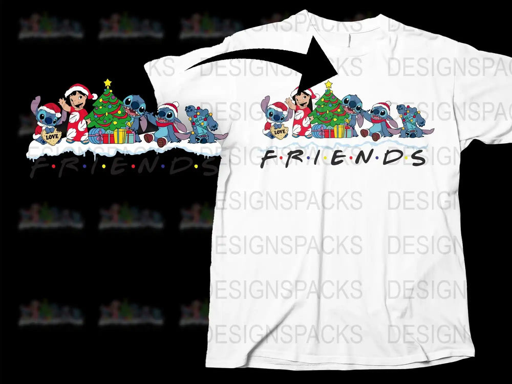 Stitch Christmas T-Shirt, Lilo and Stitch Holiday Tee, Family Matching Shirts, Cartoon Character Festive Apparel