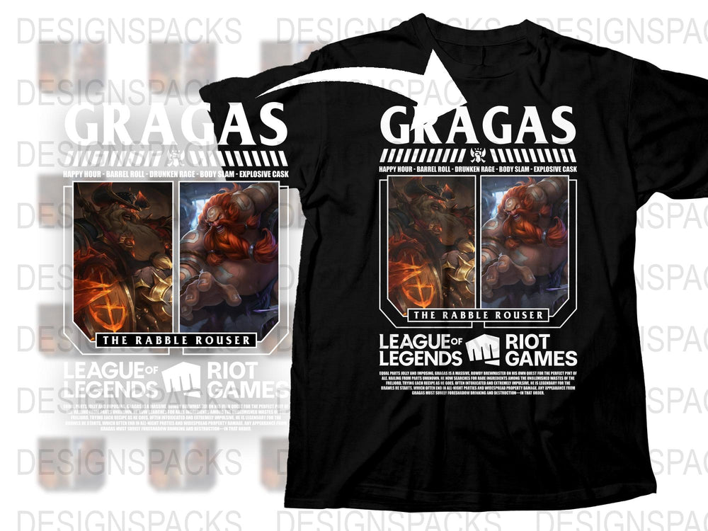 League of Legends Gragas T-Shirt, The Rabble Rouser Graphic Tee, Riot Games Merchandise