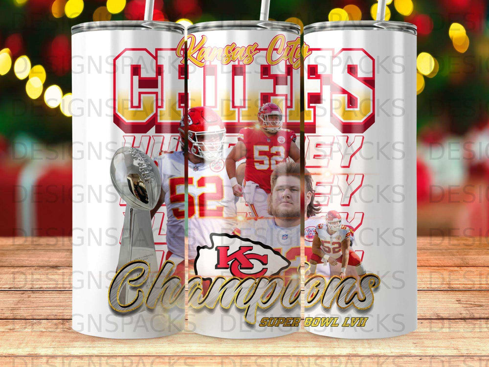Kansas City Chiefs Super Bowl LVI champions trophy and players.