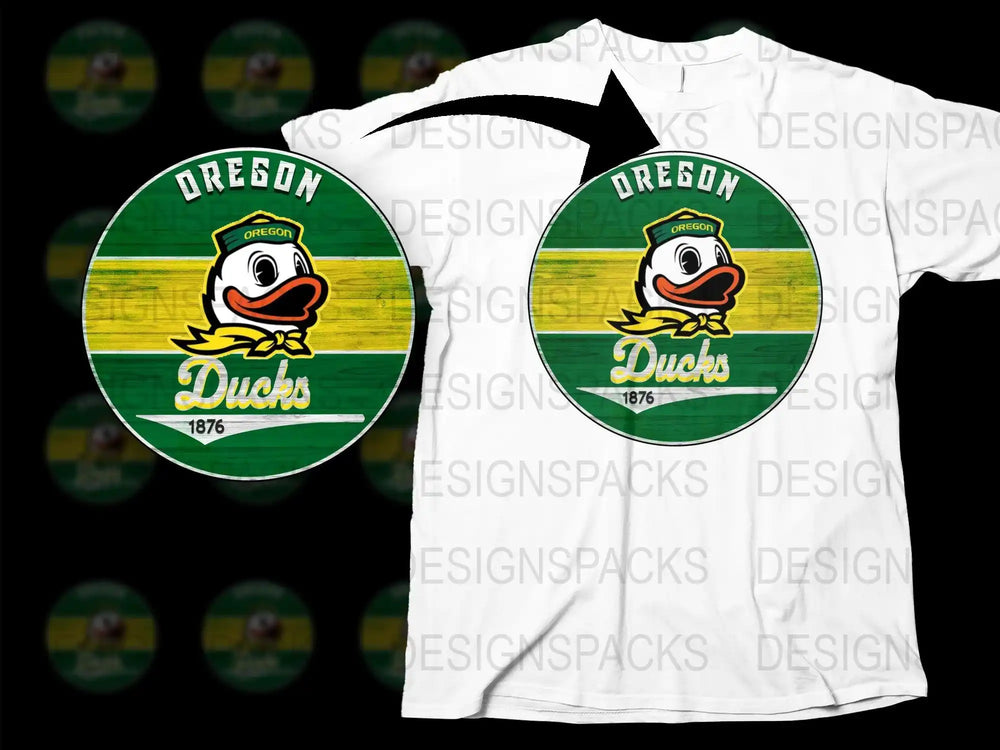 Oregon Ducks T-Shirt 1876 Vintage Logo, College Sports Fan, Green and White Graphic Tee, Unisex Apparel