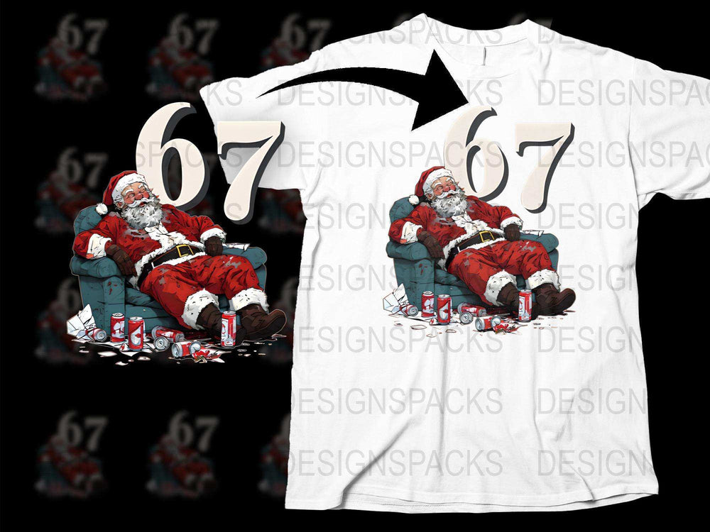 Unique Santa Relaxing Graphic T-Shirt, Funny Christmas Tee, Holiday Gift for Men and Women, Casual Festive Apparel