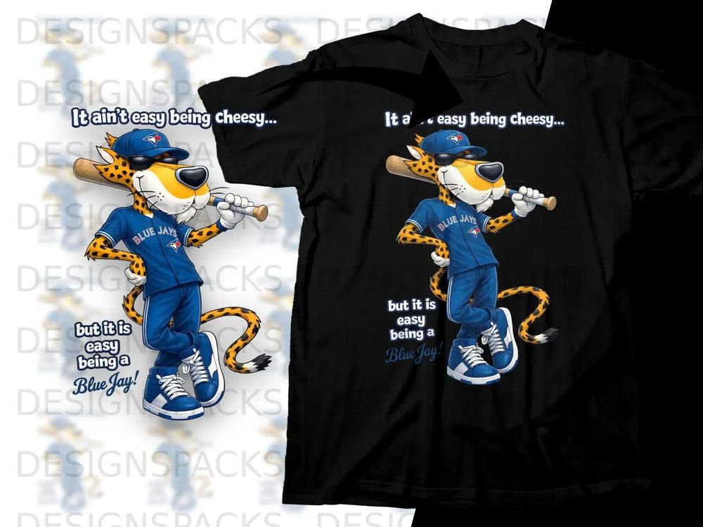 Blue Jays mascot cartoon playing a clarinet, with text about being a Blue Jay.