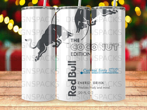 Red Bull Coconut Berry Energy Drink 20 oz tumbler with logo and text.