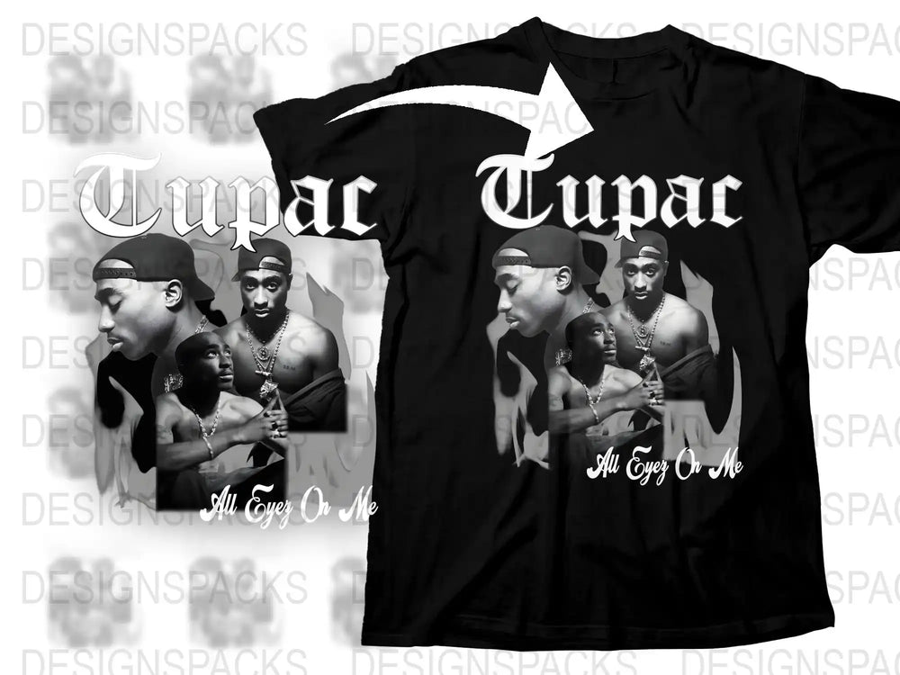Tupac T-Shirt, Vintage Hip Hop Tee, All Eyez On Me, 90s Rap Clothing, Unisex Graphic Shirt