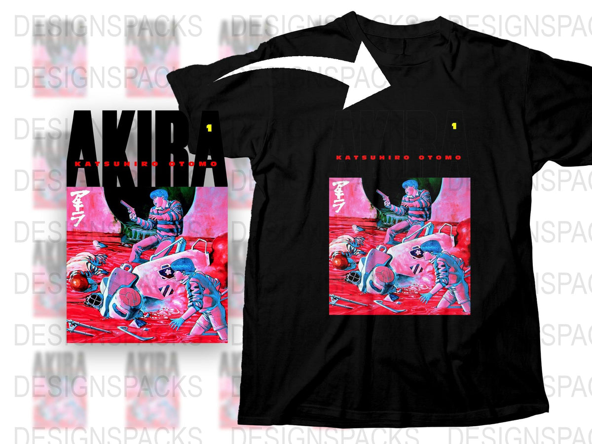 Akira Anime Graphic T-Shirt, Katsuhiro Otomo Manga Design, Unisex Red and Black Tee, Retro Japanese Film Inspired Casual Wear