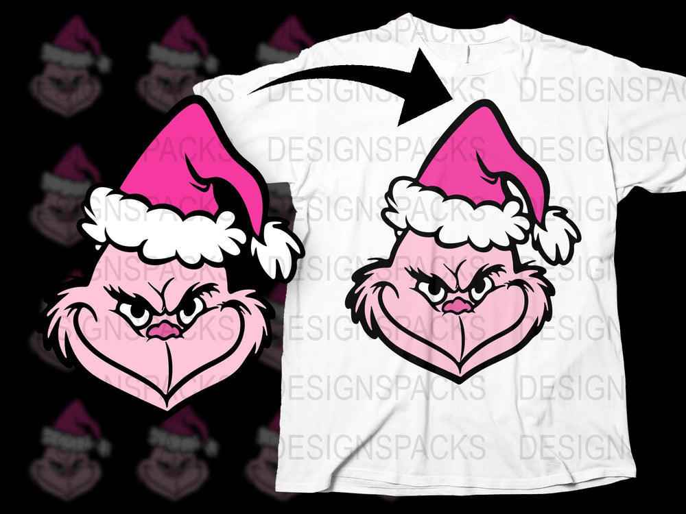 Grumpy Cat Christmas T-Shirt, Funny Holiday Tee, Pink Santa Hat, Unisex Graphic Shirt