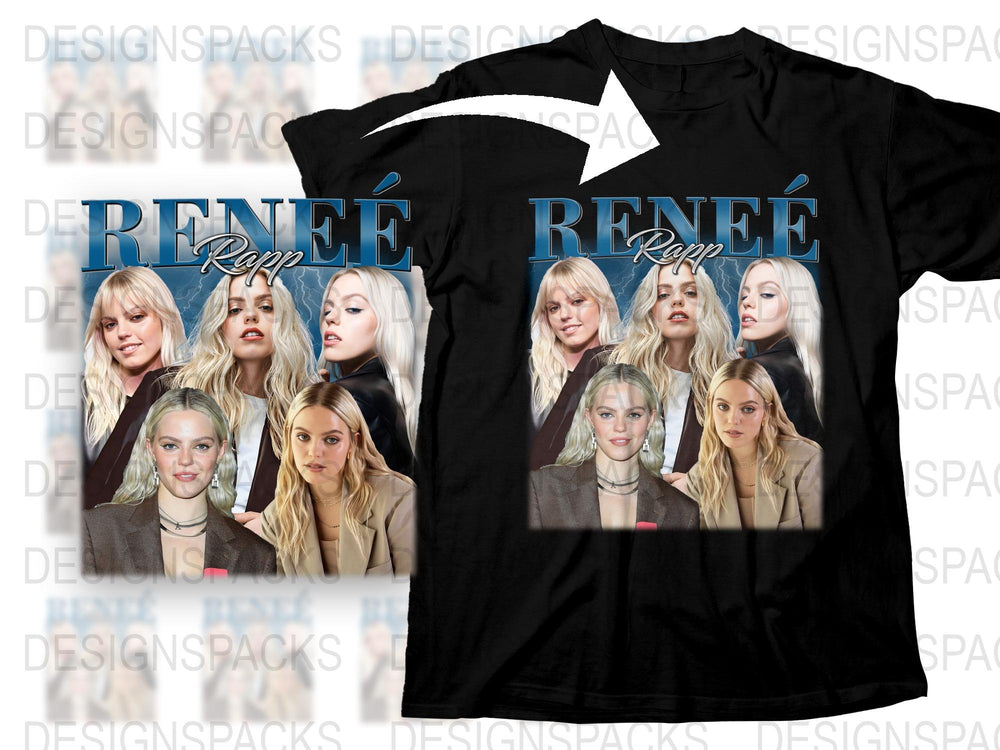 Renee Repp Photo Collage Fashion T-Shirt, Stylish Graphic Tee, Women's Pop Culture Shirt, Unique Celebrity Inspired Top