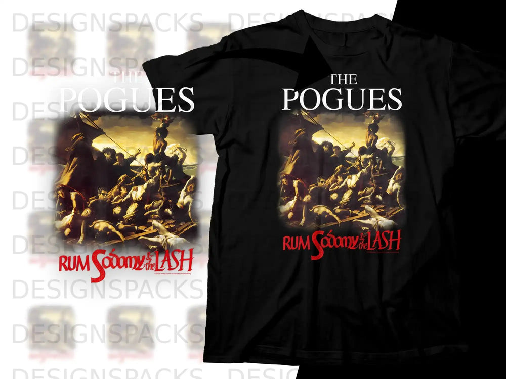 The Pogues Rum, Sodomy and the Lash t-shirt features a painting of figures in a distressed scene.