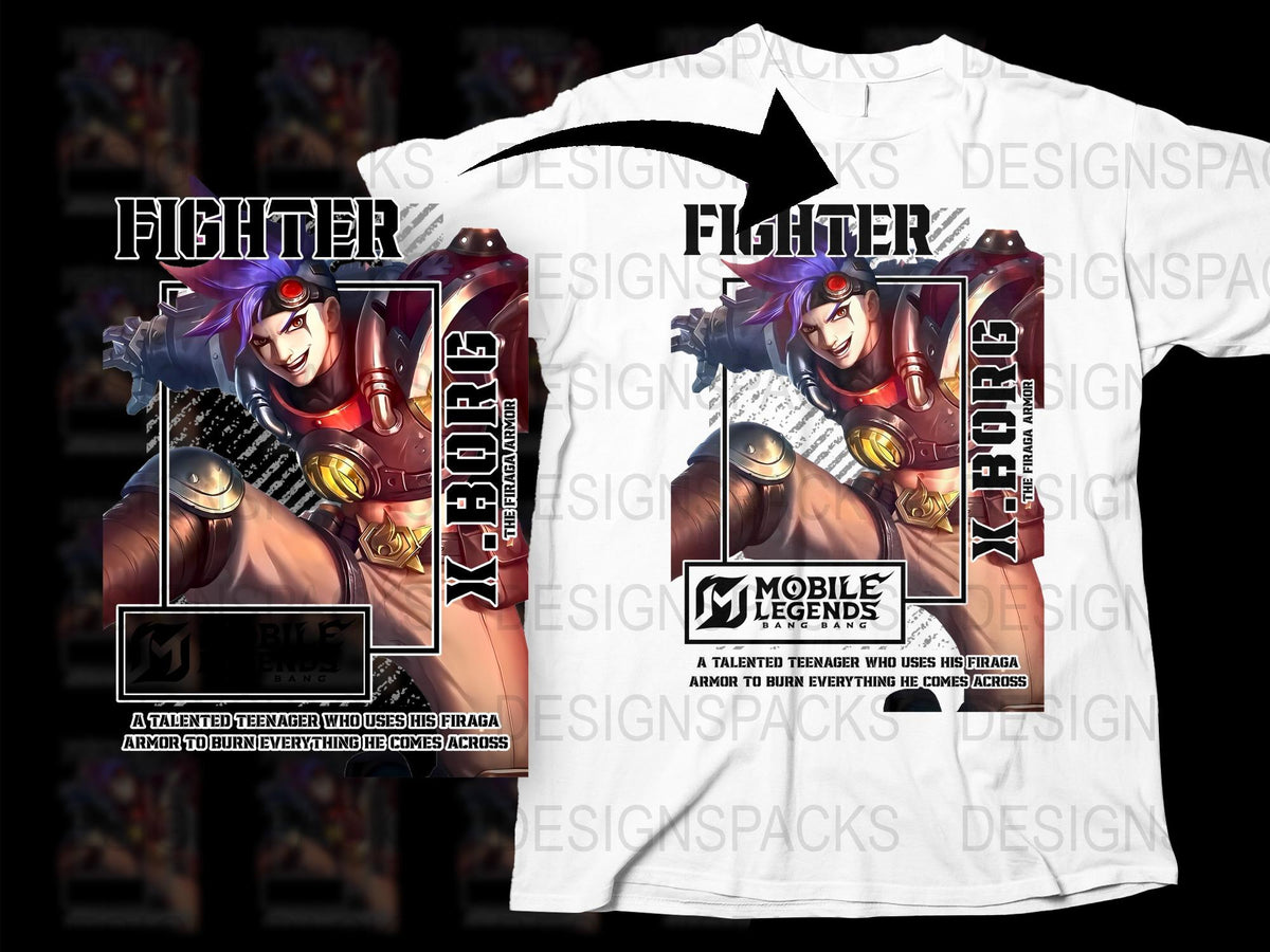 Mobile Legends Fighter X.Borg T-Shirt, Graphic Tee, Gaming Merchandise, Cool Character Design Shirt