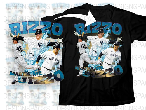 New York Baseball Rizzo Graphic T-Shirt, Sports Fan Apparel, Black Cotton Tee, Trendy Team Design Shirt
