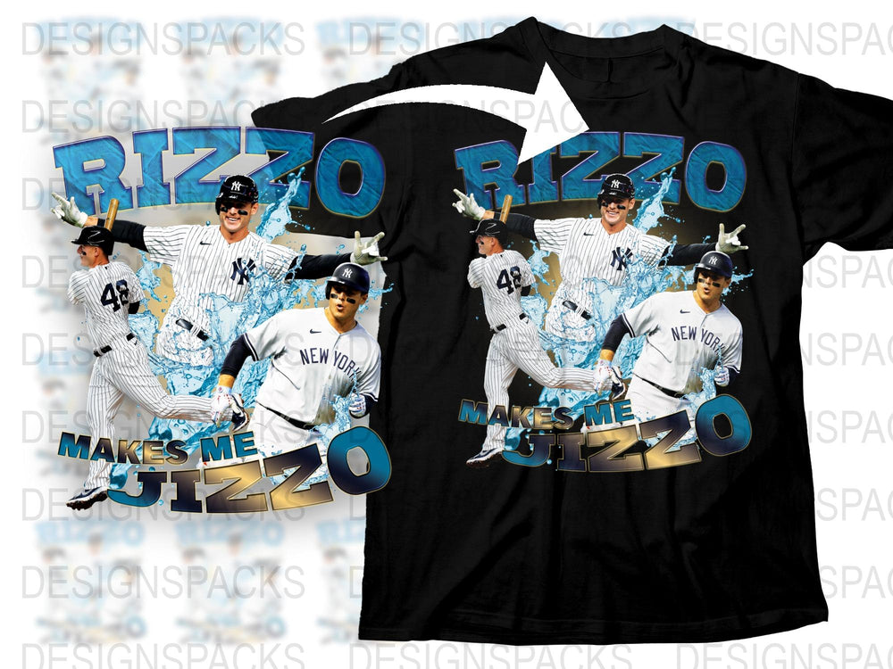 New York Baseball Rizzo Graphic T-Shirt, Sports Fan Apparel, Black Cotton Tee, Trendy Team Design Shirt
