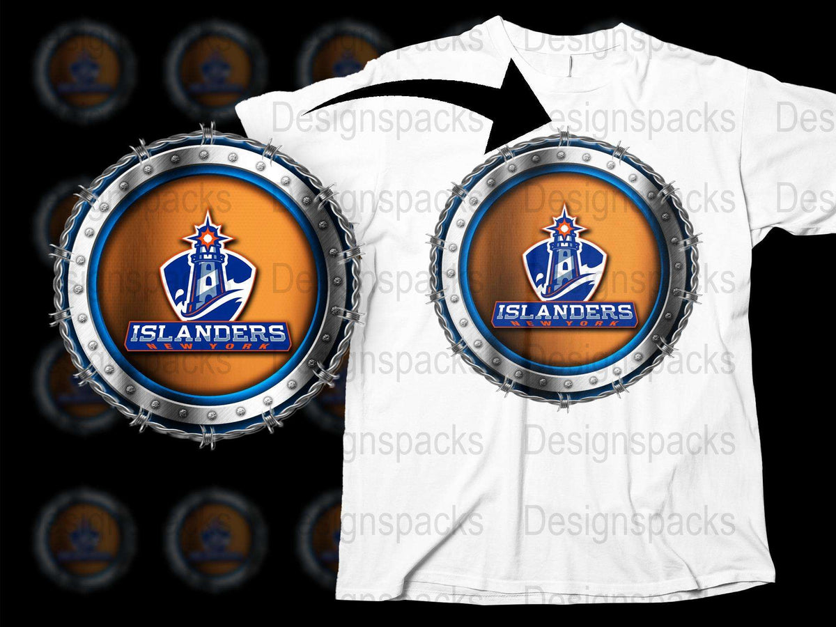 New York Islanders Drum Design T-Shirt, Unique Hockey Fan Apparel, Sports Team Graphic Tee