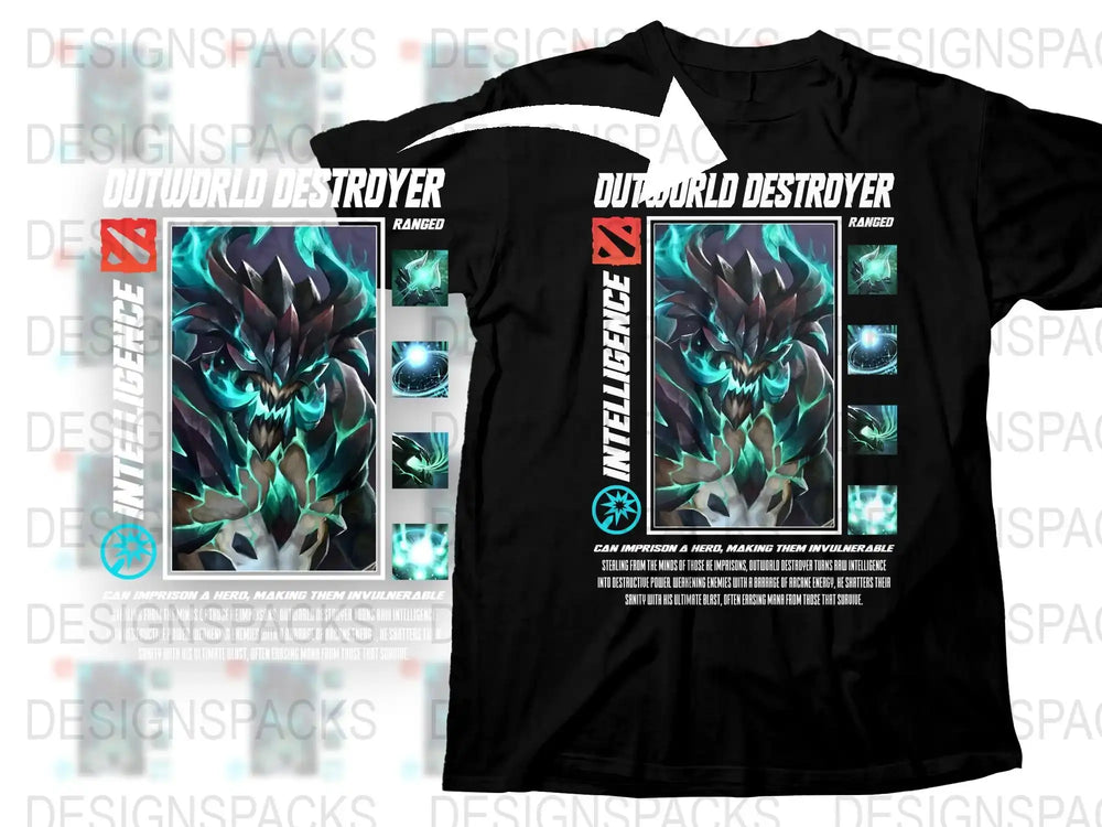 Outworld Destroyer Dota 2 T-Shirt, Black Gaming Tee, Fantasy Hero Graphic, Unisex All Sizes Available