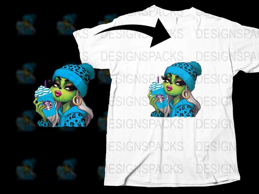 Bold Blue Leopard Print Drag Queen Graphic Tee, Funky Urban Style Designer Shirt, Ice Cream Fashion Top
