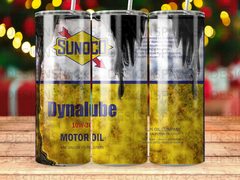 Sunoco Dynalube 10W-30 motor oil gallon jug with vintage label design.