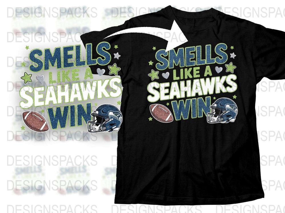 Seattle Seahawks Inspired T-Shirt, Smells Like A Win Graphic Tee, Football Fan Apparel, Sports Themed Casual Wear