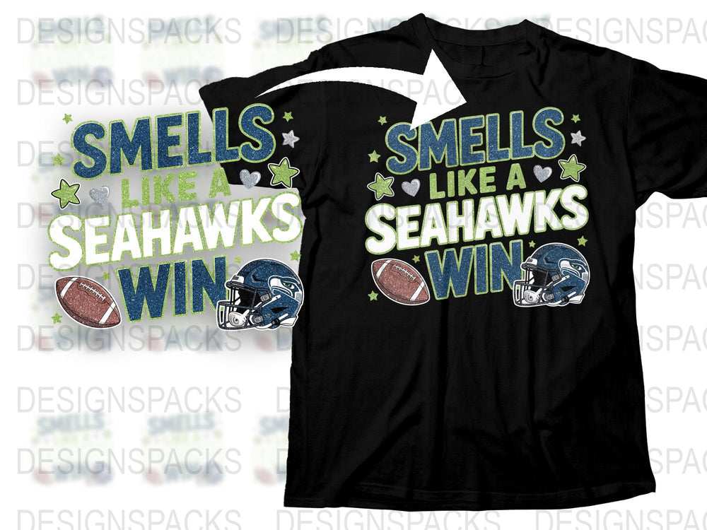 Seattle Seahawks Inspired T-Shirt, Smells Like A Win Graphic Tee, Football Fan Apparel, Sports Themed Casual Wear