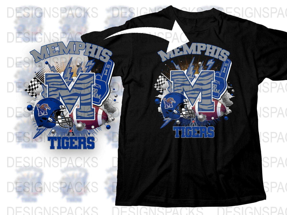 Memphis Tigers T-Shirt, Graphic College Football Tee, Sports Fan Gift, Black Cotton Shirt, Trendy Game Day Apparel, Unisex Sizes Available