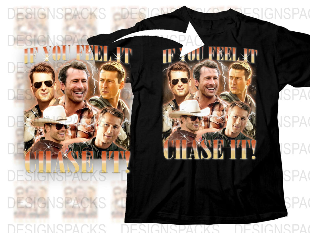 Chase It Slogan T-Shirt, Multiple Face Print, Graphic Tee, Casual Style Shirt, Men's Fashion Top, Unique Design