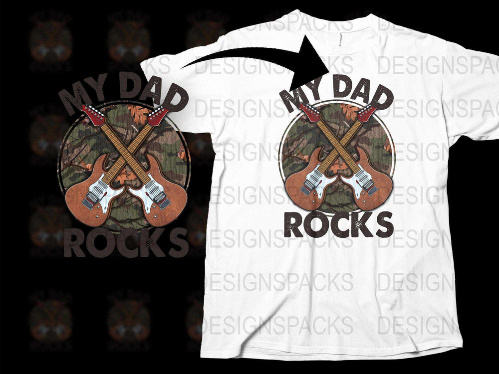 My Dad Rocks T-Shirt, Father's Day Gift, Cool Dad Guitar Tee, Music Lover Dad Apparel