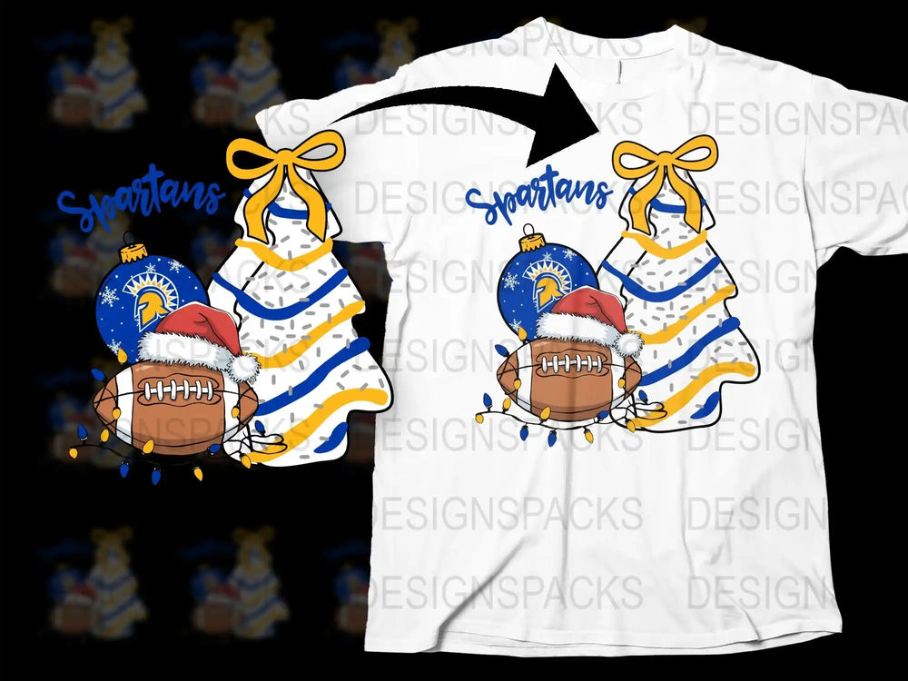 Spartan Football Santa Christmas T-Shirt, Festive Holiday Sports Tee, Winter Graphic Apparel, Unisex Gift Idea