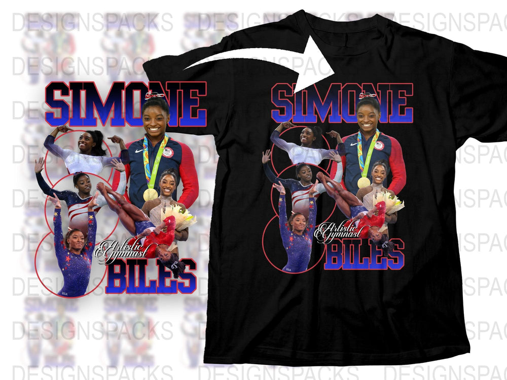 Simone Biles Gymnastics Champion T-Shirt, Athlete Montage, Inspirational Sportswear, Olympic Medalist Tee, Graphic Print Shirt