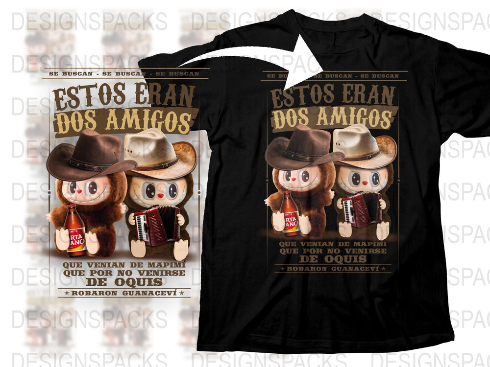 Dos Amigos T-Shirt, Western Cowboy Theme, Spanish Quote, Unique Graphic Tee, Unisex Adult Clothing
