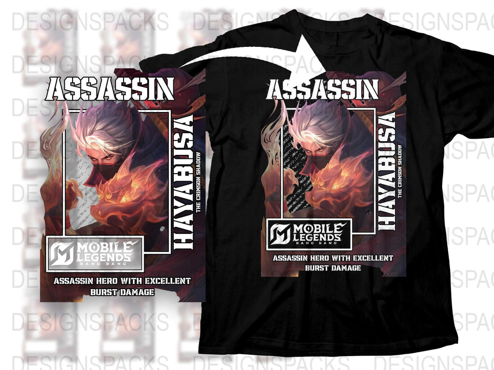 Mobile Legends Assassin Hero T-Shirt, Hayabusa Burst Damage Graphic Tee, Gaming Apparel for Teens and Adults