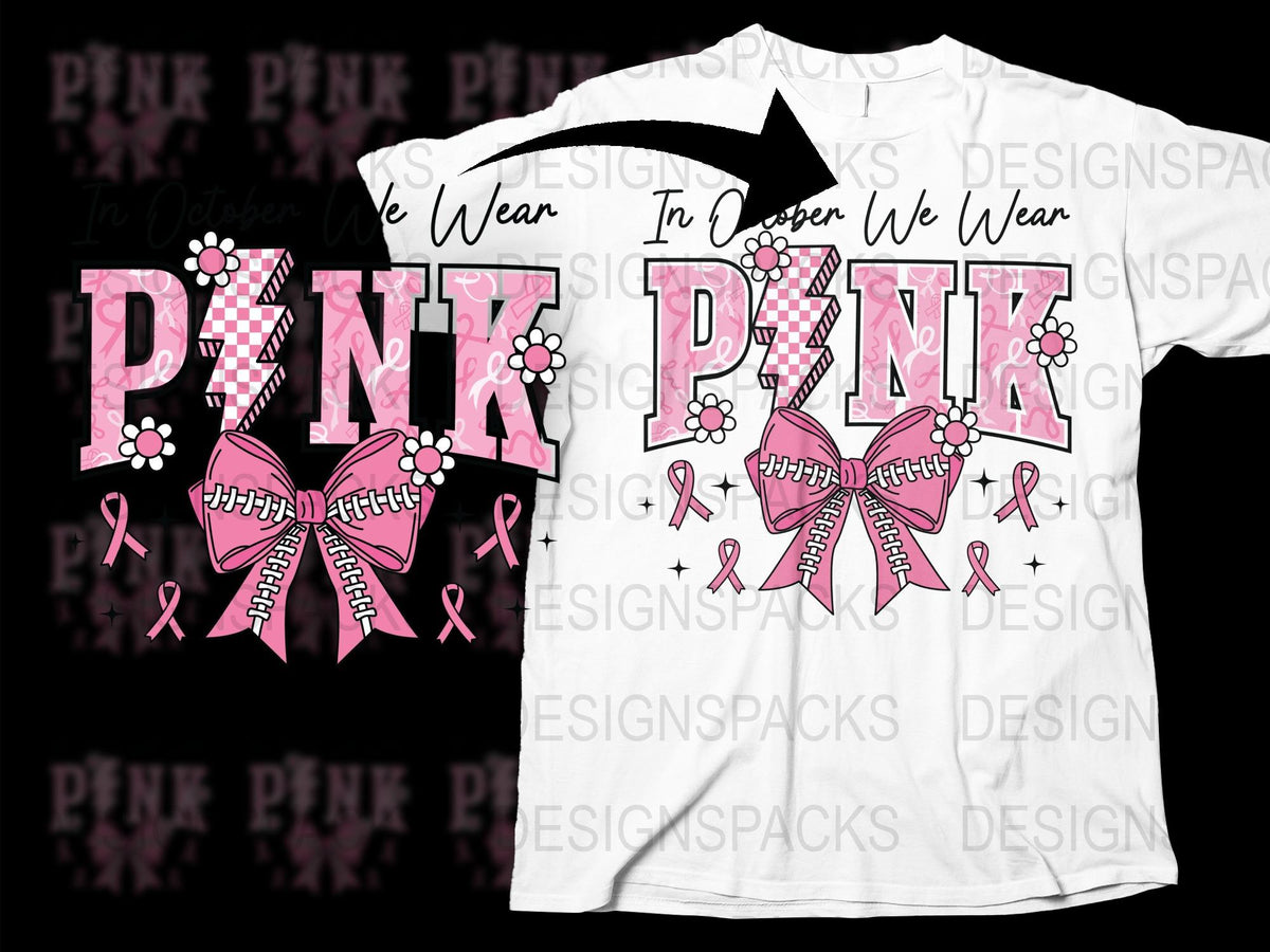 Pink Breast Cancer Awareness T-Shirt, In October We Wear Pink, Ribbon Graphic Tee, Support Cause Shirt