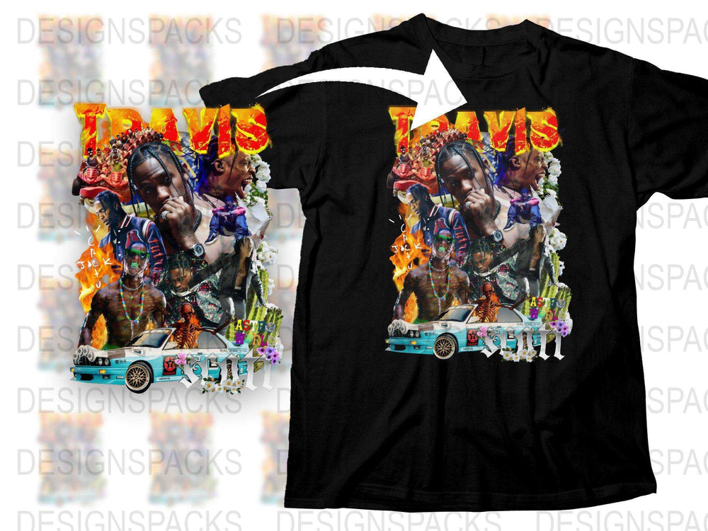 Travis Scott Inspired Graphic T-Shirt, Hip Hop Tee, Vibrant Rapper Print, Unisex Fashion Top