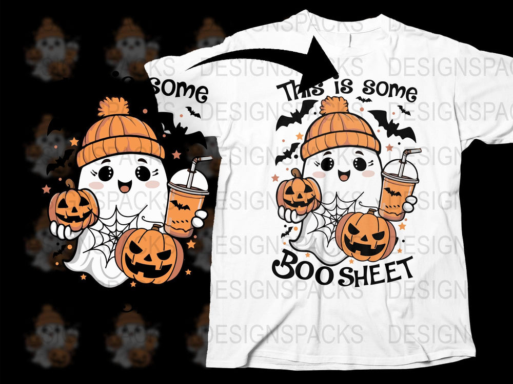 Cute Halloween T-Shirt with Pumpkin Graphics, Autumn Coffee Theme, Festive Fall Apparel