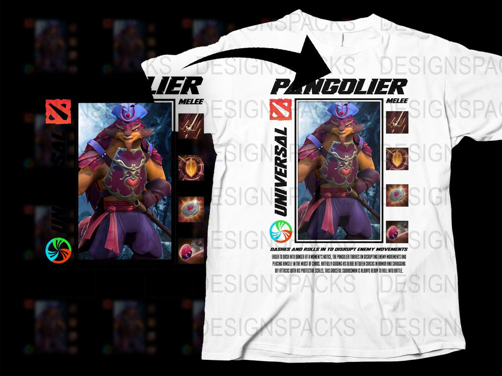 Dota 2 Pangolier Character Graphic T-Shirt, Video Game Inspired Apparel, Unisex Cotton Tee, Gaming Fan Merchandise