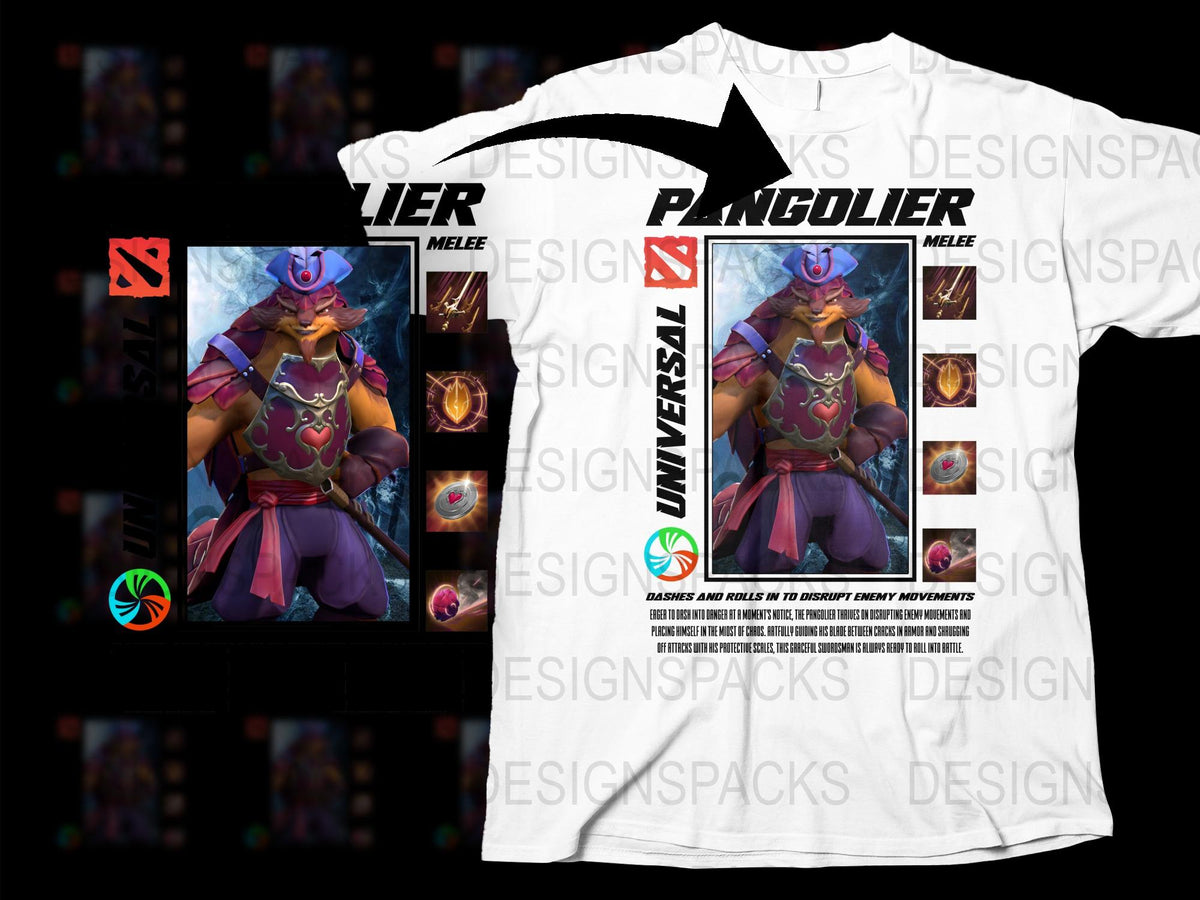 Dota 2 Pangolier Character Graphic T-Shirt, Video Game Inspired Apparel, Unisex Cotton Tee, Gaming Fan Merchandise