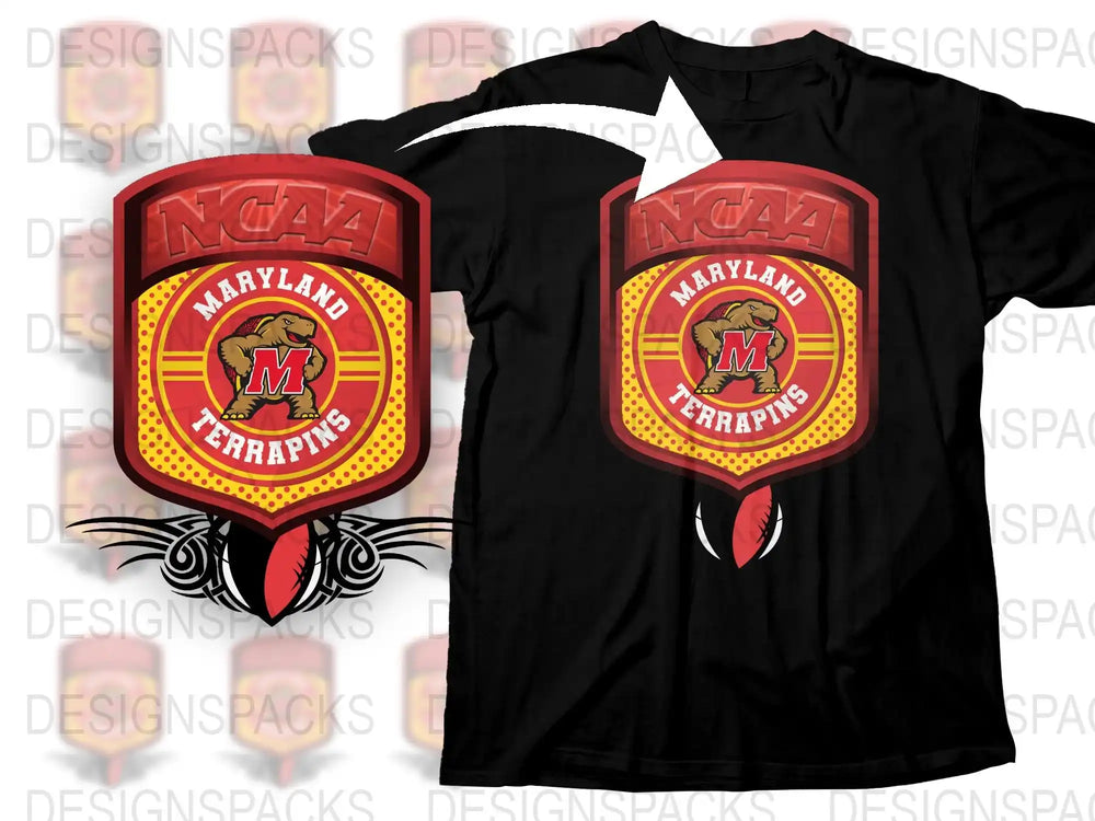 Maryland Terrapins NCAA Logo Black T-Shirt, College Sports Fan Apparel, Graphic Tee, Unisex Clothing