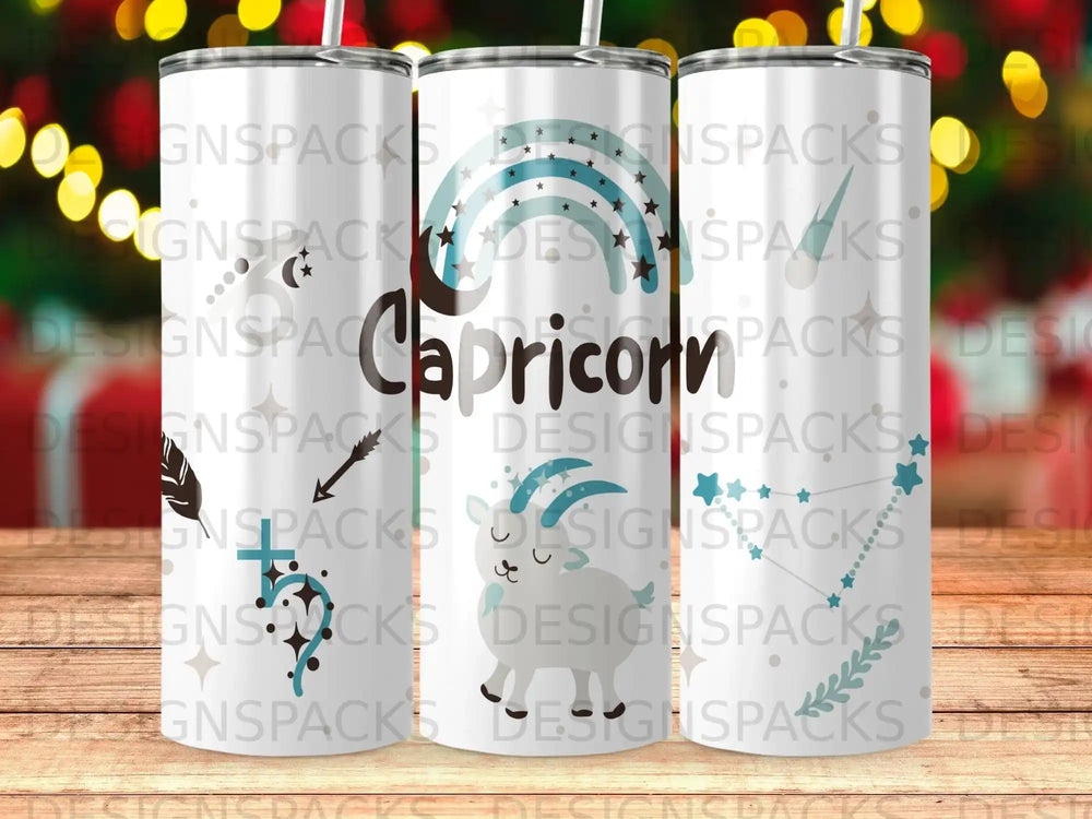 Capricorn constellation design on a tumbler.