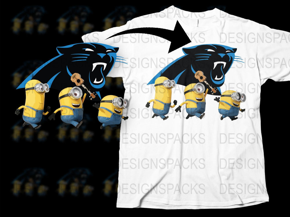 Cartoon Panther Minion Crossover Graphic T-Shirt, Fun Animated Character Tee, Unisex Kids and Adult Sizes