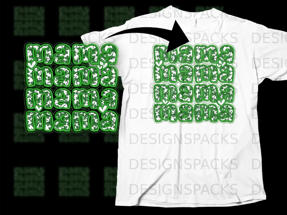 Green Shamrock Hearts Mama Pattern Design product type