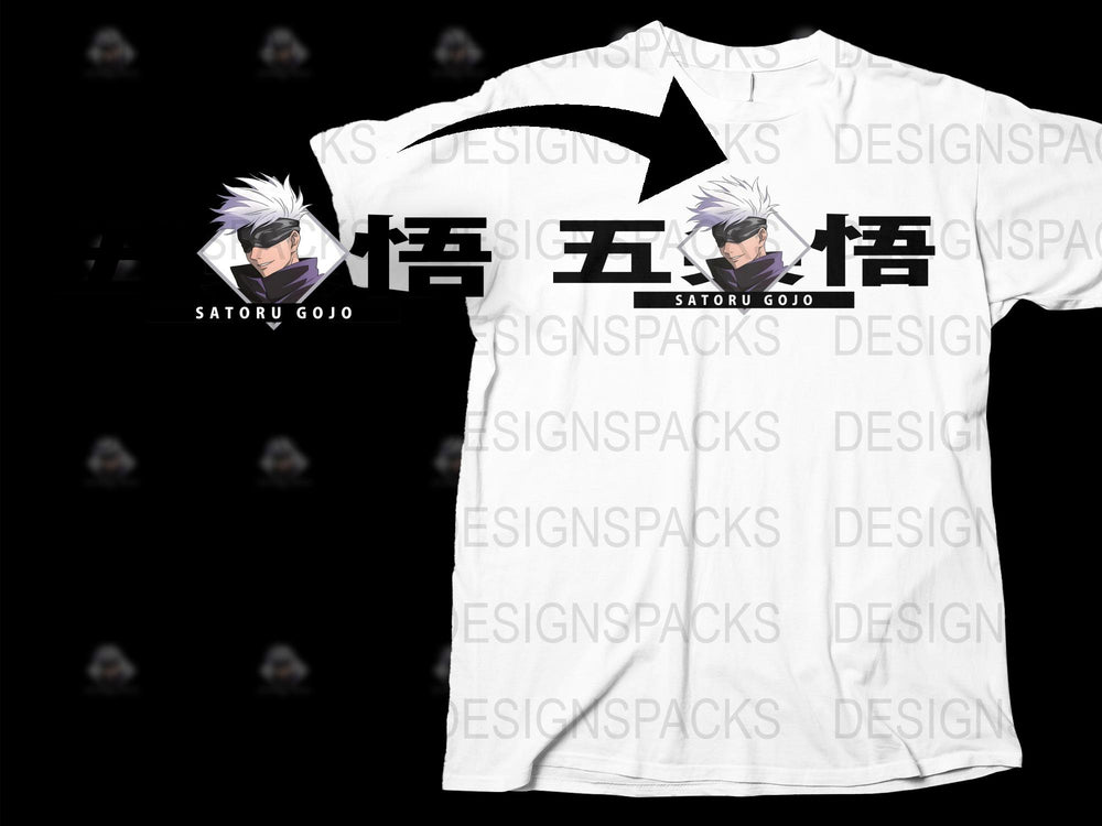 Satoru Gojo Anime Graphic T-Shirt, White Cotton Tee, Unisex Manga Character Shirt, Japanese Otaku Apparel