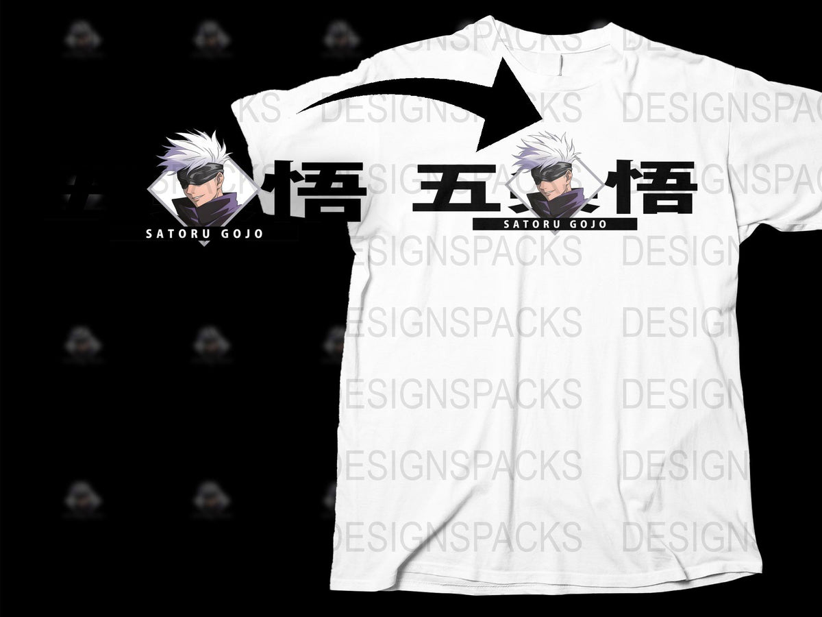 Satoru Gojo Anime Graphic T-Shirt, White Cotton Tee, Unisex Manga Character Shirt, Japanese Otaku Apparel