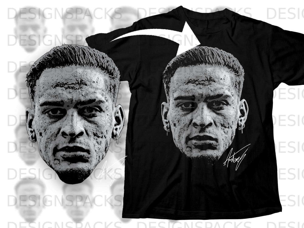 Striking Face Design with Signature Graphic T-shirt