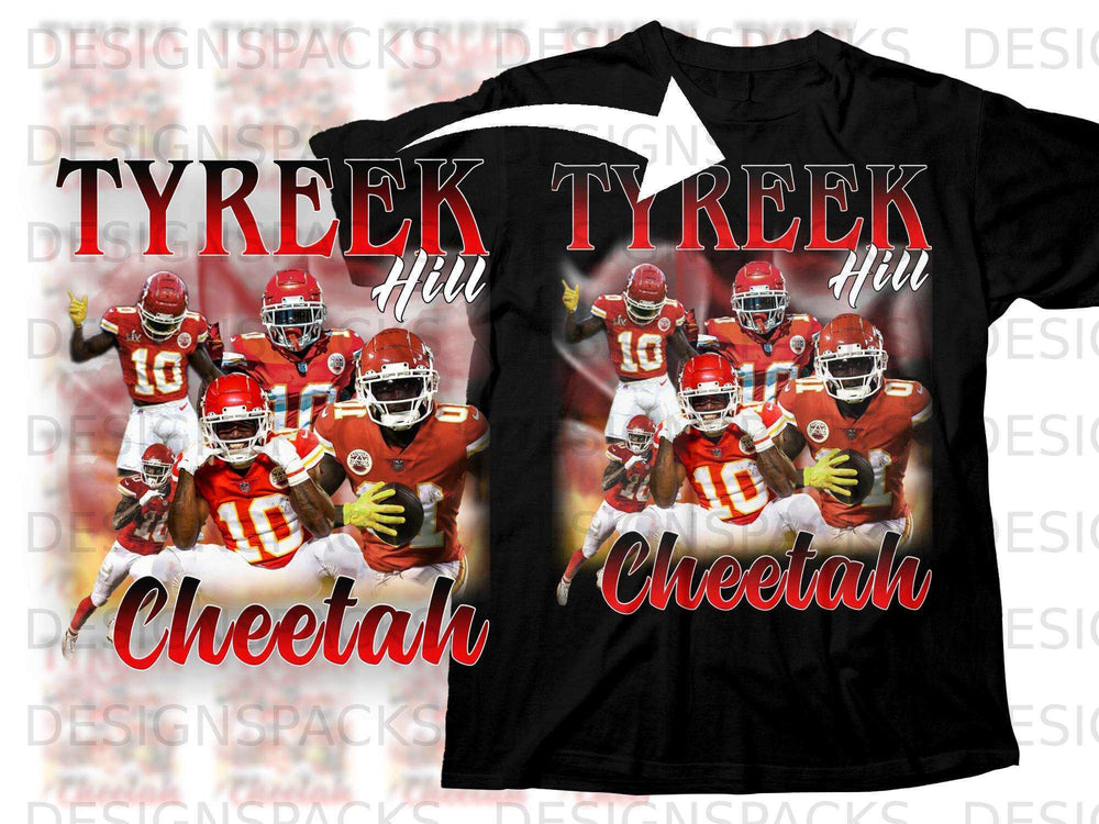 Black t-shirt with Tyreek Hill and "Cheetah" graphics.