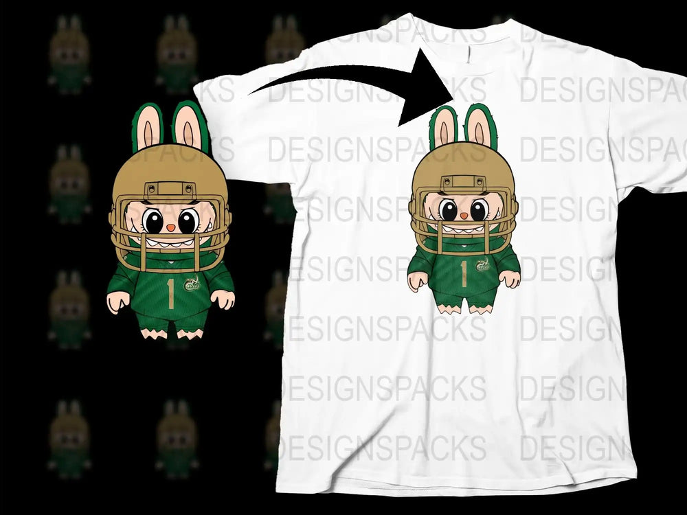 Cute Cartoon Bunny Football Player T-Shirt, Kids Sports Graphic Tee, Unique Gift for Toddlers and Children