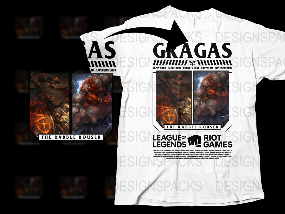 League of Legends T-Shirt, Rabble Rouser Design, Gamer Apparel, Riot Games Merchandise, White Tee