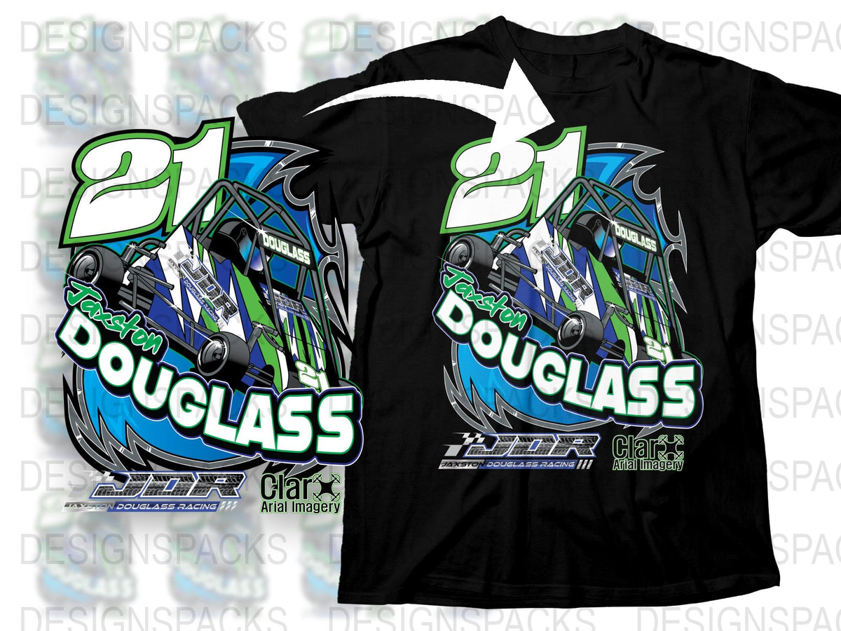Custom Racing Team T-Shirt, Touch Douglass Graphic Tee, Motorsport Apparel, Personalized Number and Name Shirt