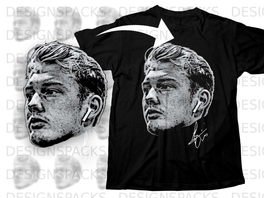 Monochromatic Face Graphic Black T-Shirt Design
