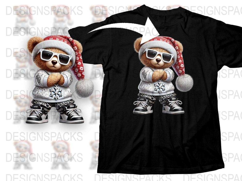 Cute Bear Winter T-Shirt, Cozy Snowflake Holiday Tee, Kids Christmas Fashion Top, Unisex
