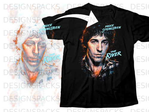 Black t-shirt with Bruce Springsteen portrait and 