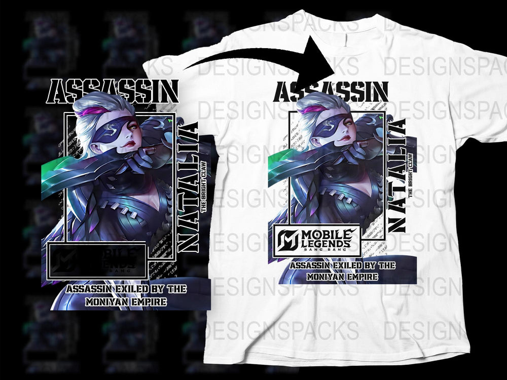 Mobile Legends Assassin Themed T-Shirt, Gaming Graphic Tee, Unisex Fashion, Vibrant Character Design