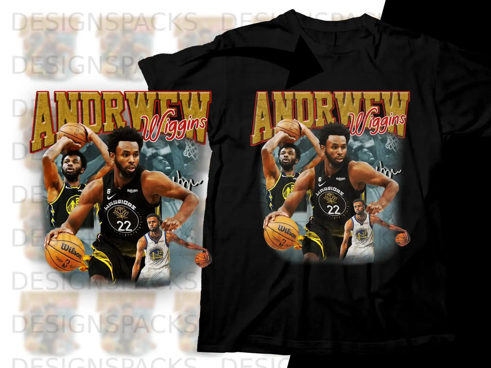 Andrew Wiggins Golden State Warriors basketball graphic tee shirt.